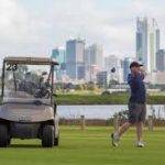 Golf in Maylands with Perth City backdrop