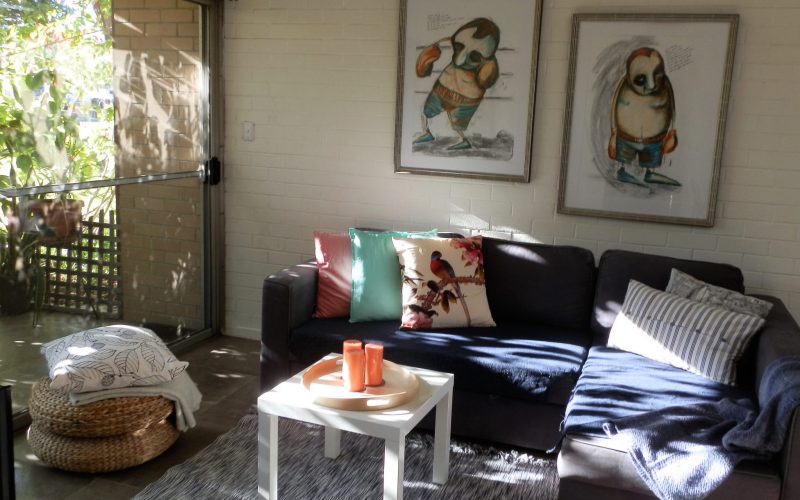 Dappled light from the afternoon sun in the lounge at Three on Whatley