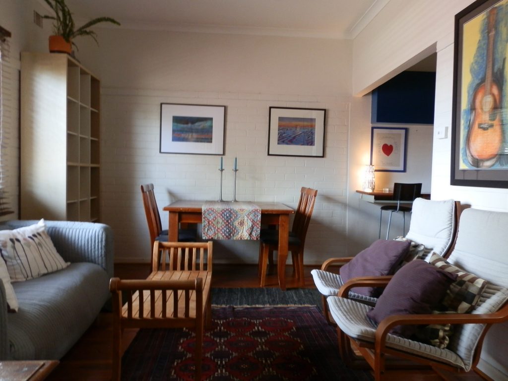 Living room in the Library Loft Maylands