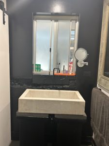 Large vanity sink in the bathroom at Frangipani Apartment Fremantle