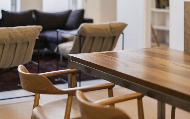vignette of the dining and living area in the Architect's Warehouse 30D Fremantle